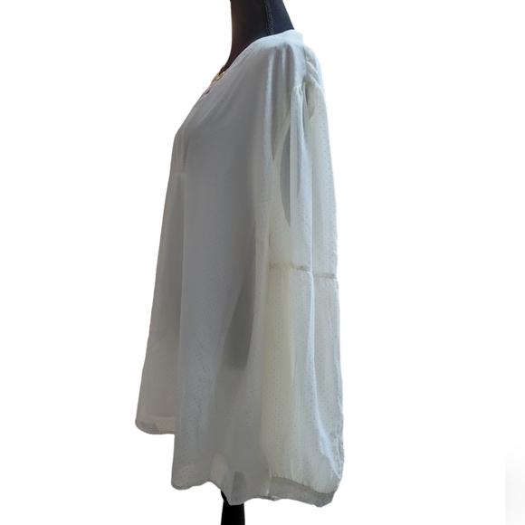 MICHAEL Womens White Sheer Lined Grommet Hardware Darted Polka dot 3x - Picture 4 of 8